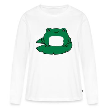 Grenouille sur nénuphar - T-shirt manches longues Premium bio Femme - blanc - Devant - Julia (174cm)