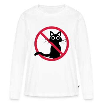 Chat noir interdit - T-shirt manches longues Premium bio Femme - blanc - Devant - Julia (174cm)