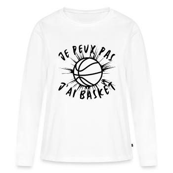 J'PEUX PAS J'AI BASKET - T-shirt manches longues Premium bio Femme - blanc - Devant - Julia (174cm)