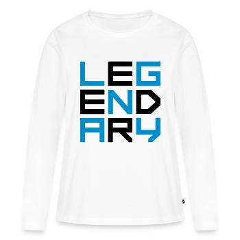 Logo square légendaire - T-shirt manches longues Premium bio Femme - blanc - Devant - Julia (174cm)