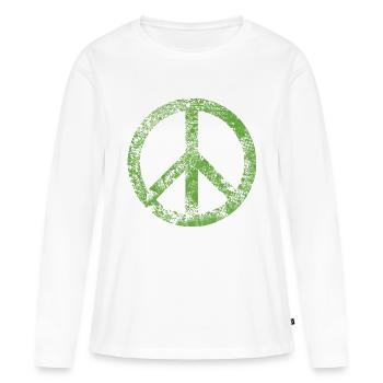 Signe de Paix Pacifiste Peace Harmony Grunge Utilisé - T-shirt manches longues Premium bio Femme - blanc - Devant - Julia (174cm)