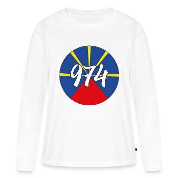 Ile de La Réunion - 974 - T-shirt manches longues Premium bio Femme - blanc - Devant - Julia (174cm)