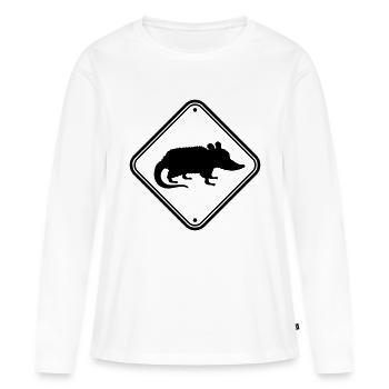 Gefahr Schild Opossum - Frauen Premium Bio Langarmshirt - Weiß - Vorne - Julia (174cm)