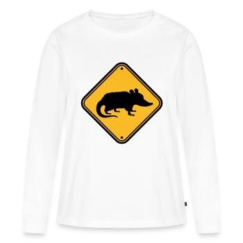 Opossum Gefahr Schild - Frauen Premium Bio Langarmshirt - Weiß - Vorne - Julia (174cm)