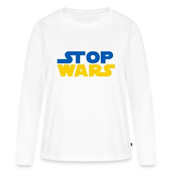 Star Stop Wars - Ich stehe an der Seite der Ukraine - Frauen Premium Bio Langarmshirt - Weiß - Vorne - Julia (174cm)