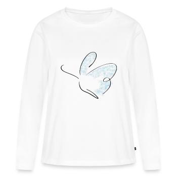 Schmetterling Line Art - Minimalistisch mit Farbe - Frauen Premium Bio Langarmshirt - Weiß - Vorne - Julia (174cm)