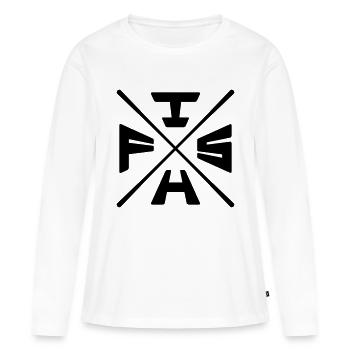 X Poisson de texte - T-shirt manches longues Premium bio Femme - blanc - Devant - Julia (174cm)