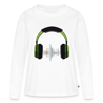 casque musique - T-shirt manches longues Premium bio Femme - blanc - Devant - Julia (174cm)