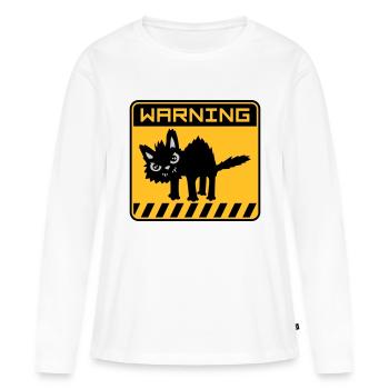Warnung gefährliche Katze - Frauen Premium Bio Langarmshirt - Weiß - Vorne - Julia (174cm)