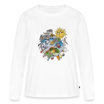 Think Global - Grimpez local - Pas de texte - T-shirt manches longues Premium bio Femme - blanc - Devant - Julia (174cm)