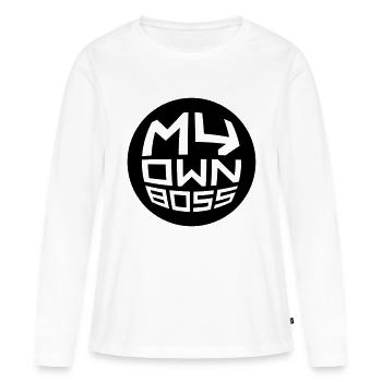Mon propre patron - T-shirt manches longues Premium bio Femme - blanc - Devant - Julia (174cm)