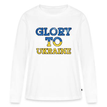 Glory To Ukraine - Frauen Premium Bio Langarmshirt - Weiß - Vorne - Julia (174cm)