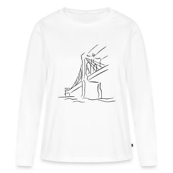 Brooklyn Bridge Line Art - Minimalist - Women's Premium Organic Long Sleeve Shirt - white - Front - Julia (174cm)