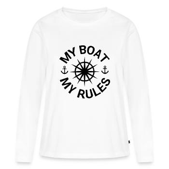 Boot - Frauen Premium Bio Langarmshirt - Weiß - Vorne - Julia (174cm)
