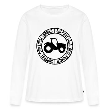 Soutenir les agriculteurs régionaux - T-shirt manches longues Premium bio Femme - blanc - Devant - Julia (174cm)