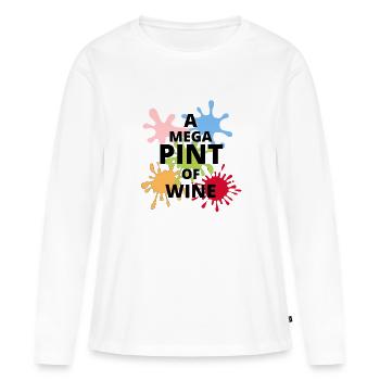 A mega pint of wine - T-shirt manches longues Premium bio Femme - blanc - Devant - Julia (174cm)