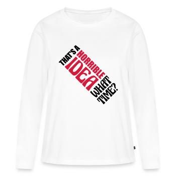 C’est une idée horrible - T-shirt manches longues Premium bio Femme - blanc - Devant - Julia (174cm)
