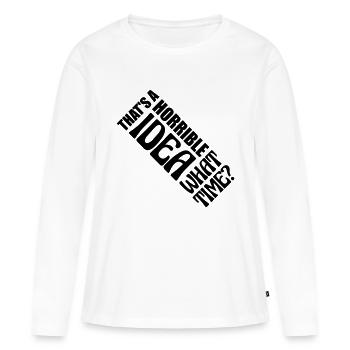 C’est une idée horrible - T-shirt manches longues Premium bio Femme - blanc - Devant - Julia (174cm)