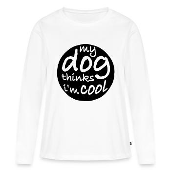 Le chien pense dans la fraîcheur - T-shirt manches longues Premium bio Femme - blanc - Devant - Julia (174cm)