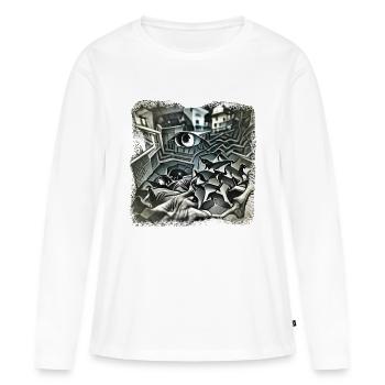 Escher Style - T-shirt manches longues Premium bio Femme - blanc - Devant - Julia (174cm)