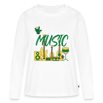 I love Music green yellow - T-shirt manches longues Premium bio Femme - blanc - Devant - Julia (174cm)