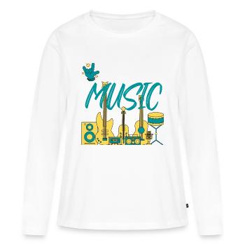 I love Music blue yellow - T-shirt manches longues Premium bio Femme - blanc - Devant - Julia (174cm)