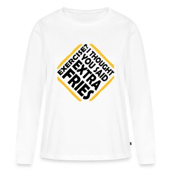 Exercice Extra Fries Citation - T-shirt manches longues Premium bio Femme - blanc - Devant - Julia (174cm)