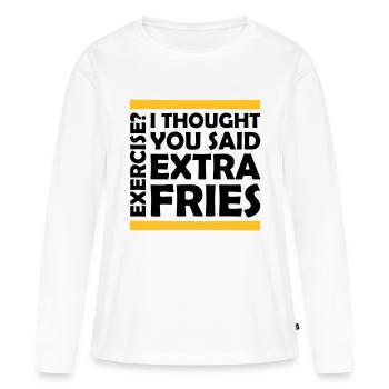 Exercice Extra Fries Citation - T-shirt manches longues Premium bio Femme - blanc - Devant - Julia (174cm)