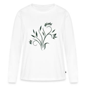 Bel élément floral - T-shirt manches longues Premium bio Femme - blanc - Devant - Julia (174cm)