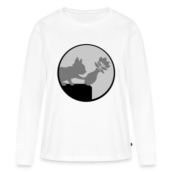 Le vase à fleurs tombe sur le chat - T-shirt manches longues Premium bio Femme - blanc - Devant - Julia (174cm)