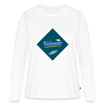 Enfin l’été! - T-shirt manches longues Premium bio Femme - blanc - Devant - Julia (174cm)
