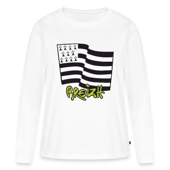 logo Vert - T-shirt manches longues Premium bio Femme - blanc - Devant - Julia (174cm)