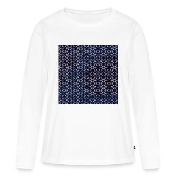 Motif de teinture Rose Geo Tie - T-shirt manches longues Premium bio Femme - blanc - Devant - Julia (174cm)