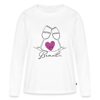 Poltern mit Stil - Frauen Premium Bio Langarmshirt - Weiß - Vorne - Julia (174cm)