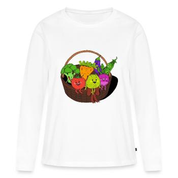 Panier de légumes - T-shirt manches longues Premium bio Femme - blanc - Devant - Julia (174cm)