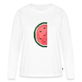 Pixel Art Melon Pattern Variante 1 - T-shirt manches longues Premium bio Femme - blanc - Devant - Julia (174cm)
