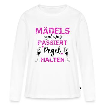 Les filles, peu importe ce qui se passe, gardent le niveau - fête, JGA - T-shirt manches longues Premium bio Femme - blanc - Devant - Julia (174cm)