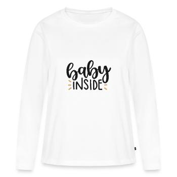 Baby inside - T-shirt manches longues Premium bio Femme - blanc - Devant - Julia (174cm)