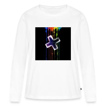 Plus vor einen Regenbogen - Frauen Premium Bio Langarmshirt - Weiß - Vorne - Julia (174cm)
