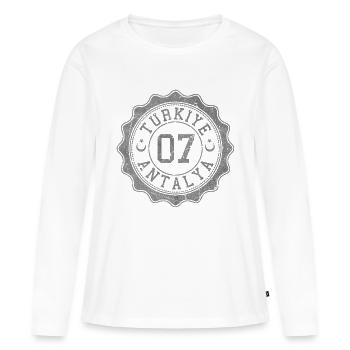 Antalya - T-shirt manches longues Premium bio Femme - blanc - Devant - Julia (174cm)