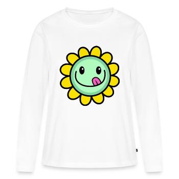 Funny Cartoon Daisy Flower - Women's Premium Organic Long Sleeve Shirt - white - Front - Julia (174cm)