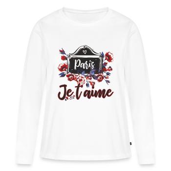 Plaques de rue Paris - T-shirt manches longues Premium bio Femme - blanc - Devant - Julia (174cm)
