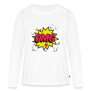 OMG WTF - T-shirt manches longues Premium bio Femme - blanc - Devant - Julia (174cm)