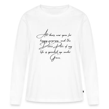 Connectez-vous avec le Dessein Divin - T-shirt manches longues Premium bio Femme - blanc - Devant - Julia (174cm)