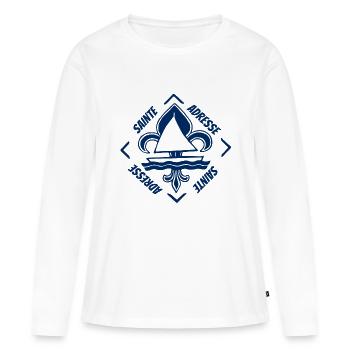 Sainte Adresse en Bretagne Breizh France - T-shirt manches longues Premium bio Femme - blanc - Devant - Julia (174cm)