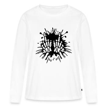 Horreur Stinky Finger Splash of Color Doigt d’honneur - T-shirt manches longues Premium bio Femme - blanc - Devant - Julia (174cm)
