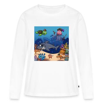 Créatures marines pirates - T-shirt manches longues Premium bio Femme - blanc - Devant - Julia (174cm)