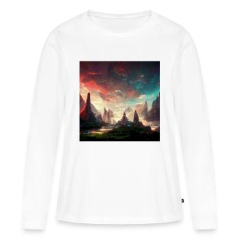 Paysage de style LoL - T-shirt manches longues Premium bio Femme - blanc - Devant - Julia (174cm)