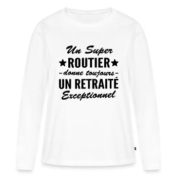 super routier - retraité exceptionnel - T-shirt manches longues Premium bio Femme - blanc - Devant - Julia (174cm)