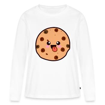 Cookie kawaii langue - T-shirt manches longues Premium bio Femme - blanc - Devant - Julia (174cm)